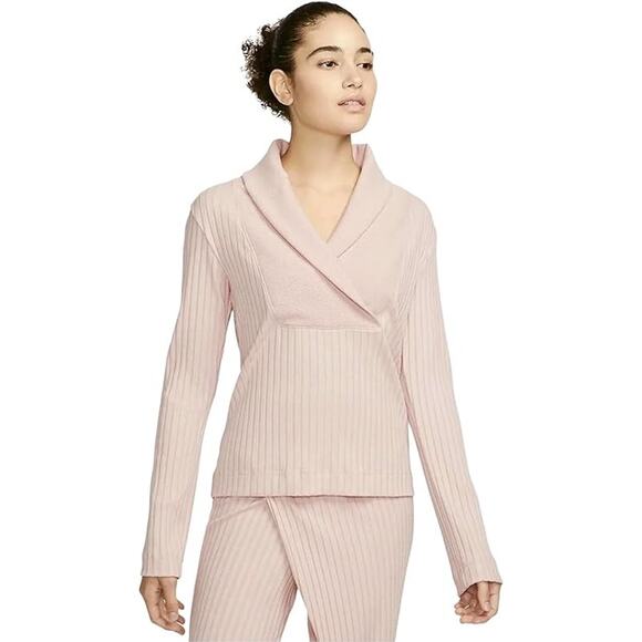 NWT Nike Yoga Luxe Fuzzy Ribbed CoverUp Top Size XS Athleisure Ballet Cozy - Picture 1 of 8